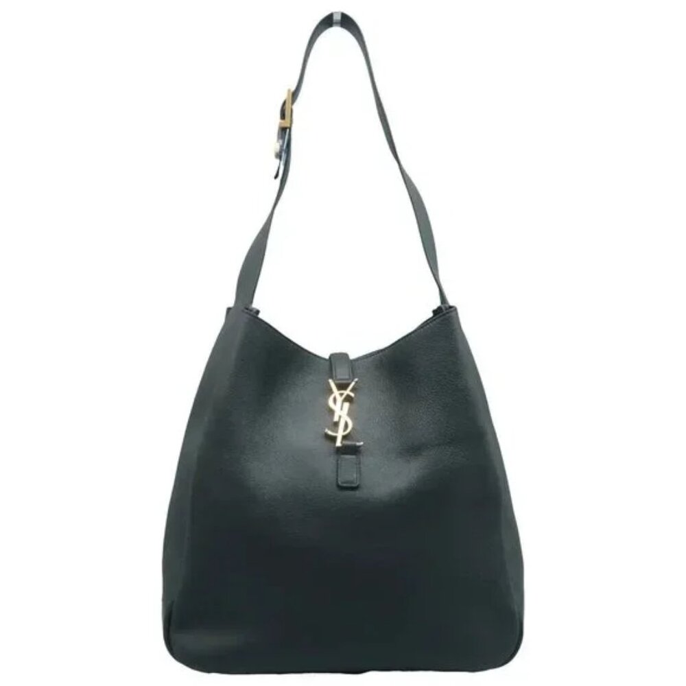 100% Authentic Saint Laurent Le 5 a 7 Black Leather Shoulder Bag 3066-081324 - Picture 1 of 12